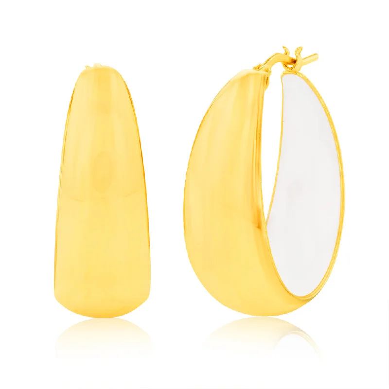 Limited-Time Offer On Elegant Jewelry Pieces Sterling Silver Gold Plated White Enamel On The Inside 22mm Hoop Earrings Limited-Time Offer On Elegant Jewelry Pieces Sterling Silver Gold Plated White Enamel On The Inside 22mm Hoop Earrings
