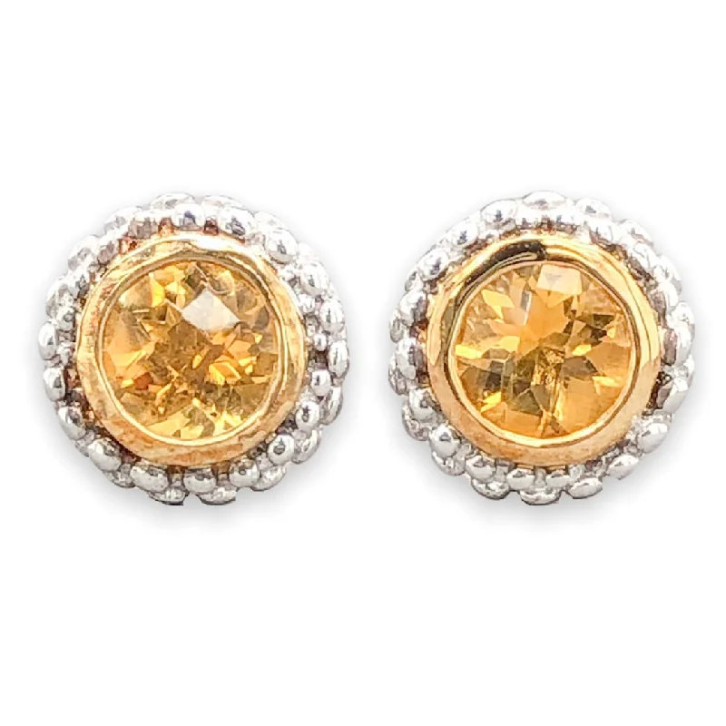 Trendy Minimalist Jewelry For Everyday Wear SS Round 0.8ctw Citrine Stud Earrings
