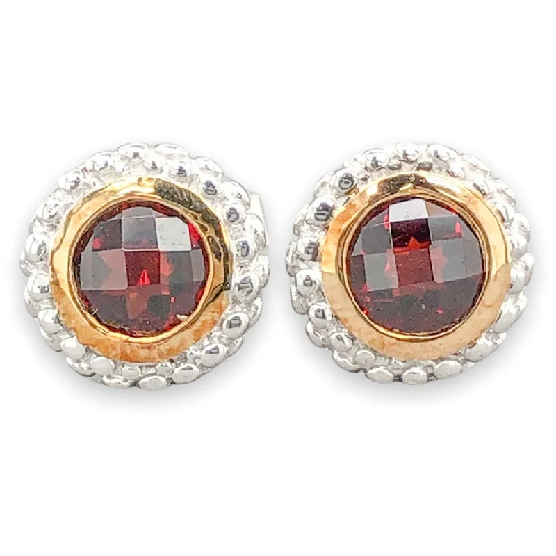 Luxury Handcrafted Jewelry For Elegant Looks SS Round 1.2cttw Garnet Stud Earrings