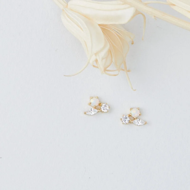 Sparkle More For Less – Jewelry Sale Happening Now Trio Cluster Opal Stud Earrings