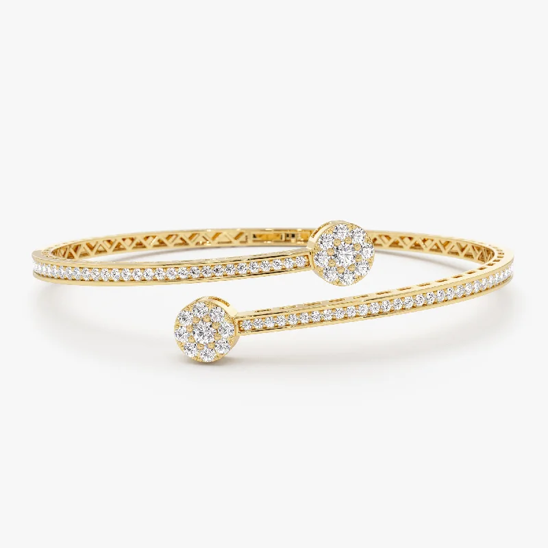 Delicate Crystal Jewelry For Sophisticated Charm 14k Gold Cross Over Diamond Bangle Bracelet