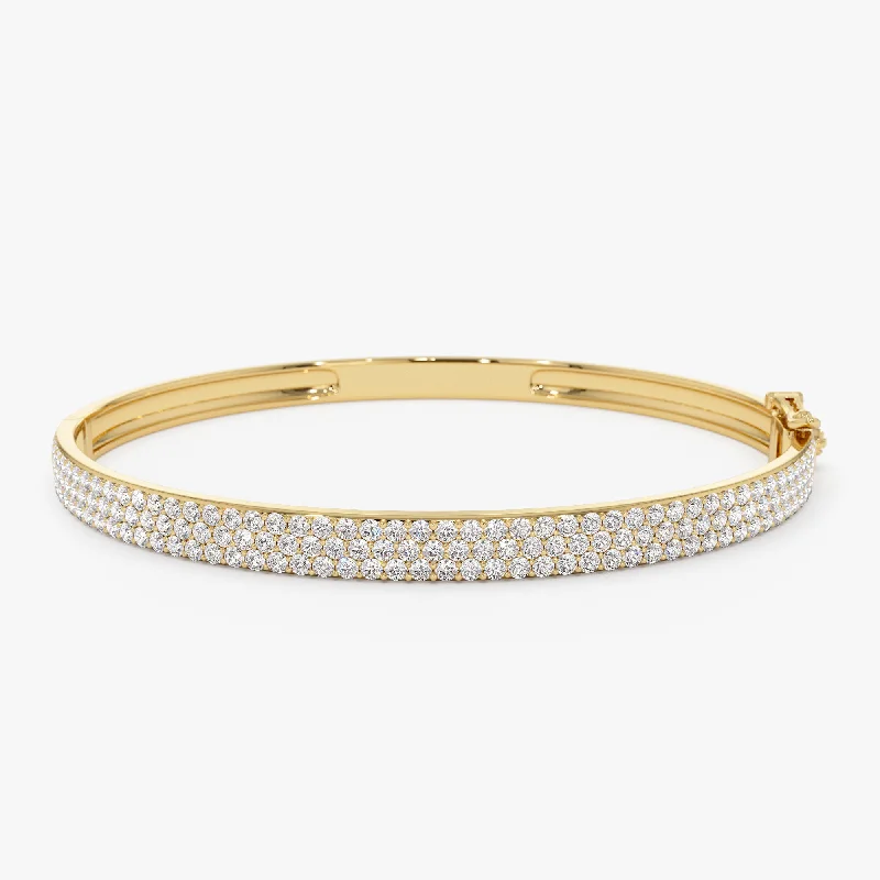 Huge Savings On Timeless Jewelry Collections 14k Triple Row Statement Diamond Bangle 1.80 Ctw Huge Savings On Timeless Jewelry Collections 14k Triple Row Statement Diamond Bangle 1.80 Ctw