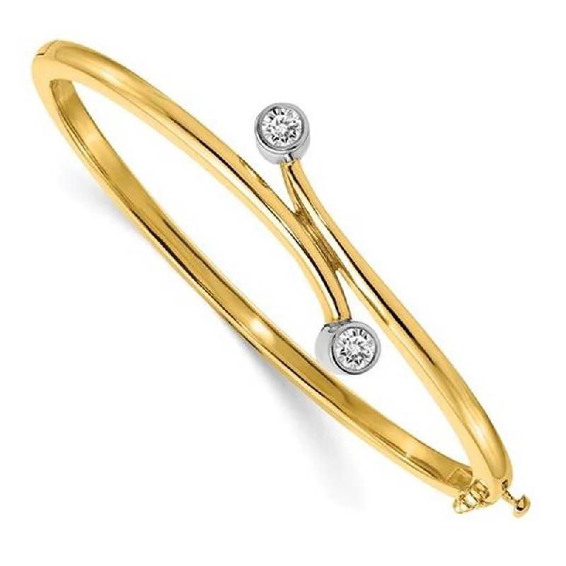 Unmissable Discounts On Timeless Jewelry Pieces 14kt Two Tone Gold Bangle Bracelet with 4mm Round Forever One Moissanite Unmissable Discounts On Timeless Jewelry Pieces 14kt Two Tone Gold Bangle Bracelet with 4mm Round Forever One Moissanite