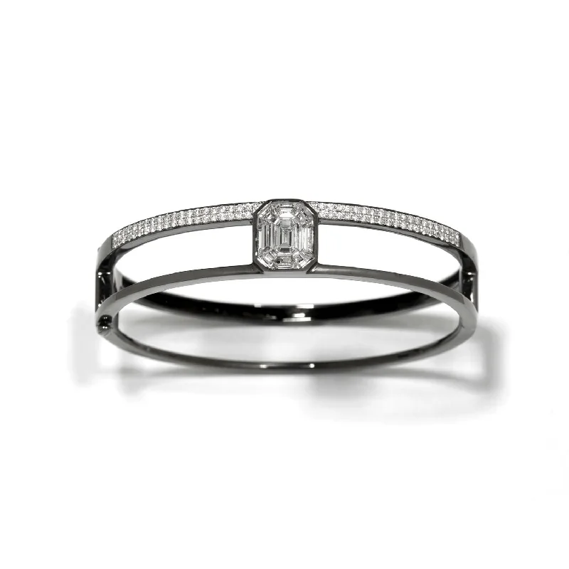Limited-Stock Jewelry Sale – Once It's Gone, It's Gone Illusion Black & White Pave Double Bangle Limited-Stock Jewelry Sale – Once It's Gone, It's Gone Illusion Black & White Pave Double Bangle