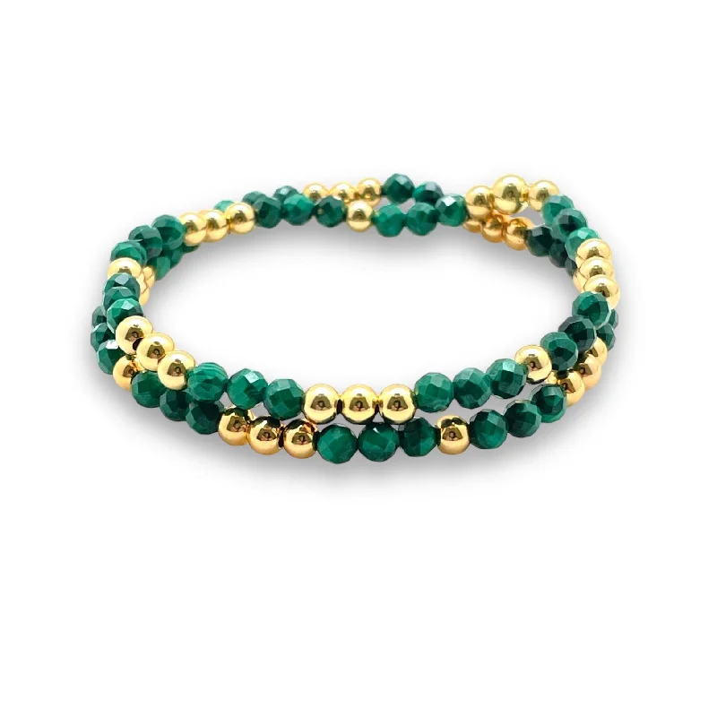 Dainty And Elegant Jewelry Now At Reduced Prices 4mm Gold Filled Malachite Bracelet