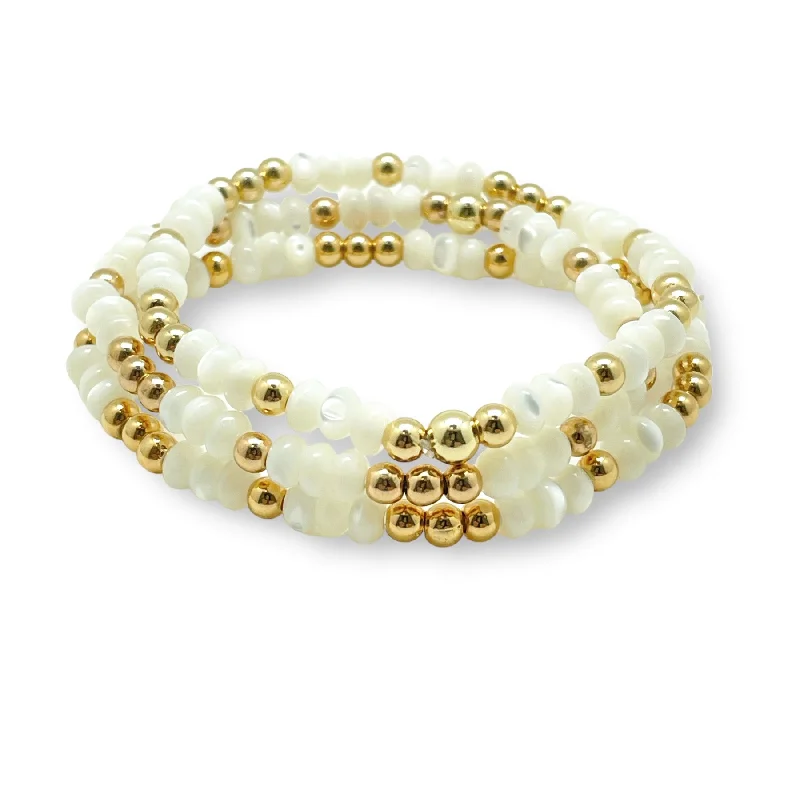 Huge Savings On Premium Jewelry Styles 4mm Gold Filled Mother of Pearl Bracelet