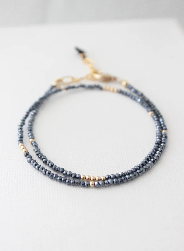 Affordable Luxury Jewelry For Every Occasion HEMATITE PETITE CRYSTAL DOUBLE WRAP BRACELET Affordable Luxury Jewelry For Every Occasion HEMATITE PETITE CRYSTAL DOUBLE WRAP BRACELET