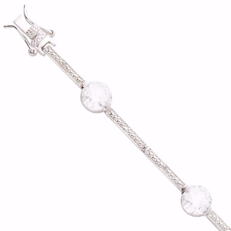 Dazzle With Discounts – Shop Jewelry On Sale Bezel-Set Topaz & Diamond Bracelet