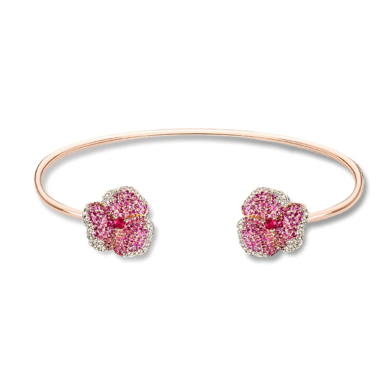 Luxury Jewelry At Budget-Friendly Prices – Grab Yours Now Bloom Small Flower Pink Sapphire Bangle in Rose Gold Luxury Jewelry At Budget-Friendly Prices – Grab Yours Now Bloom Small Flower Pink Sapphire Bangle in Rose Gold