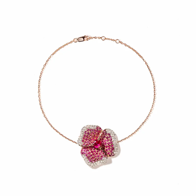 Jewelry Sale Bonanza – Grab Your Sparkle Now Bloom Medium Flower Dark Pink Sapphire Bracelet in Rose Gold Jewelry Sale Bonanza – Grab Your Sparkle Now Bloom Medium Flower Dark Pink Sapphire Bracelet in Rose Gold