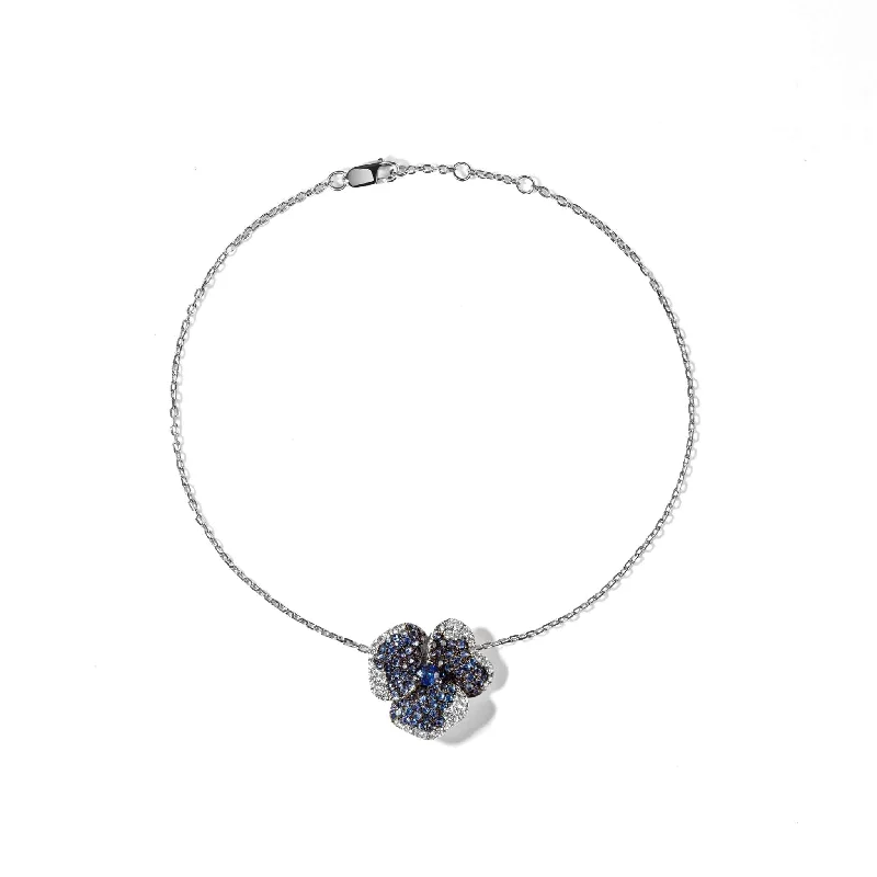 Timeless Elegance Now At Special Discounts Bloom Small Flower Blue Sapphires Bracelet in White Gold Timeless Elegance Now At Special Discounts Bloom Small Flower Blue Sapphires Bracelet in White Gold