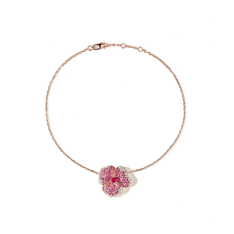 Affordable Luxury Jewelry – Style At A Great Price Bloom Small Flower Dark Pink Sapphire Bracelet in Rose Gold Affordable Luxury Jewelry – Style At A Great Price Bloom Small Flower Dark Pink Sapphire Bracelet in Rose Gold