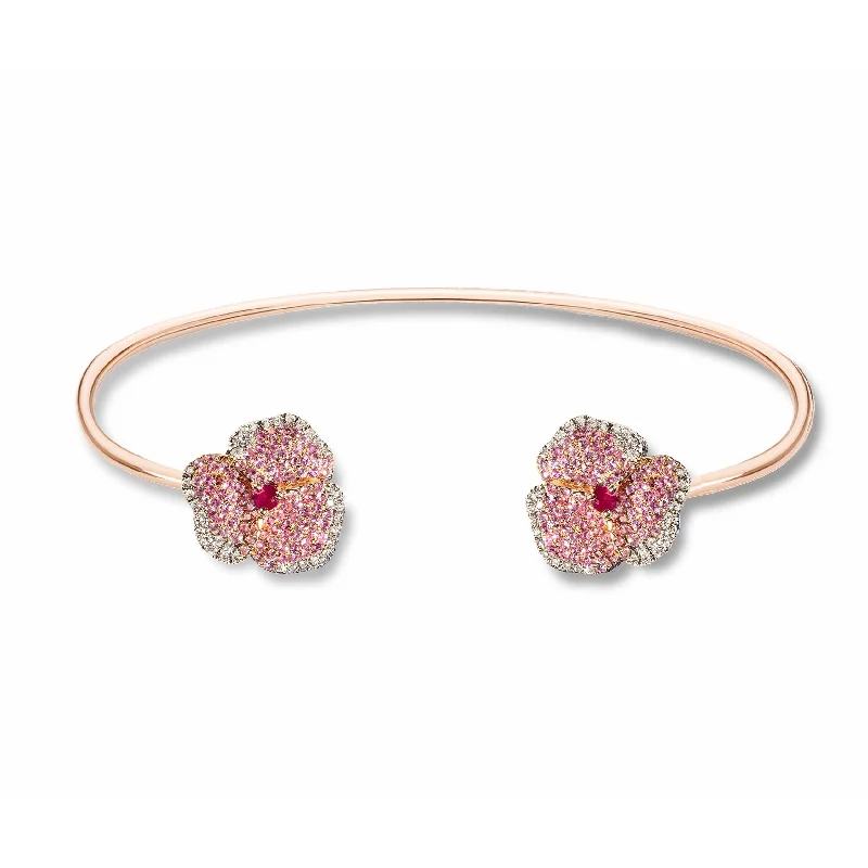 Final Call – Shop Exquisite Jewelry Before It's Gone Bloom Small Flower Light Pink Sapphire Bangle in Rose Gold Final Call – Shop Exquisite Jewelry Before It's Gone Bloom Small Flower Light Pink Sapphire Bangle in Rose Gold