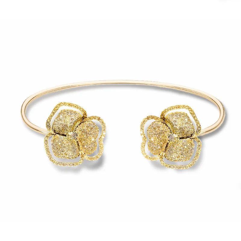 Handmade Pearl Jewelry For Timeless Elegance Bloom Small Halo Flower Diamond Bangle Handmade Pearl Jewelry For Timeless Elegance Bloom Small Halo Flower Diamond Bangle