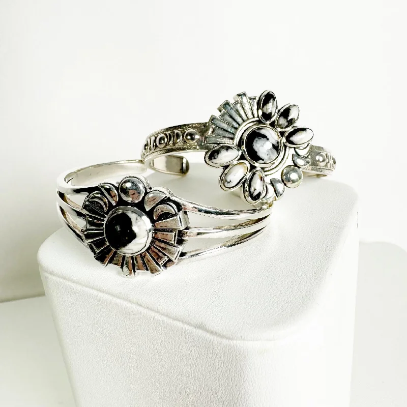 Modern Statement Jewelry For Bold Styling Circle of Life Cuffs - White Buffalo