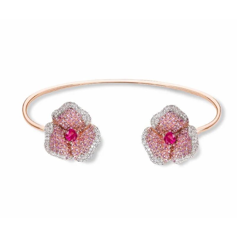 Shop Dazzling Rings, Earrings, And More At Special Discounts Bloom Medium Flower Light Pink Sapphire Bangle in Rose Gold Shop Dazzling Rings, Earrings, And More At Special Discounts Bloom Medium Flower Light Pink Sapphire Bangle in Rose Gold