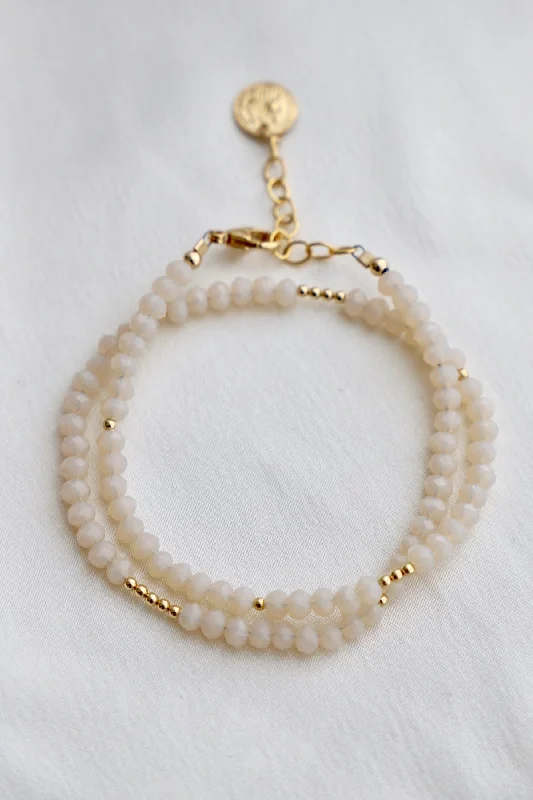 Discounted Jewelry For A Glamorous Look CREAM MEDIUM CRYSTAL DOUBLE WRAP BRACELET