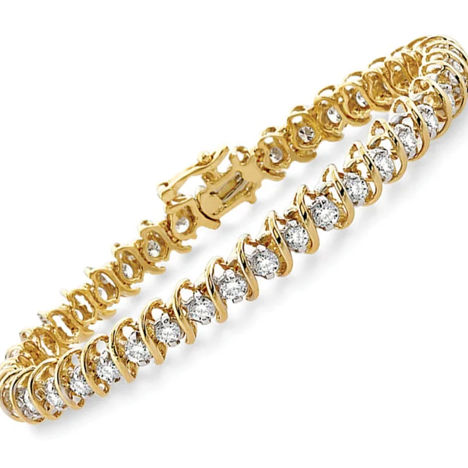 Dainty Floral Jewelry For Feminine Elegance Diamond Tennis Bracelet - Yellow Gold