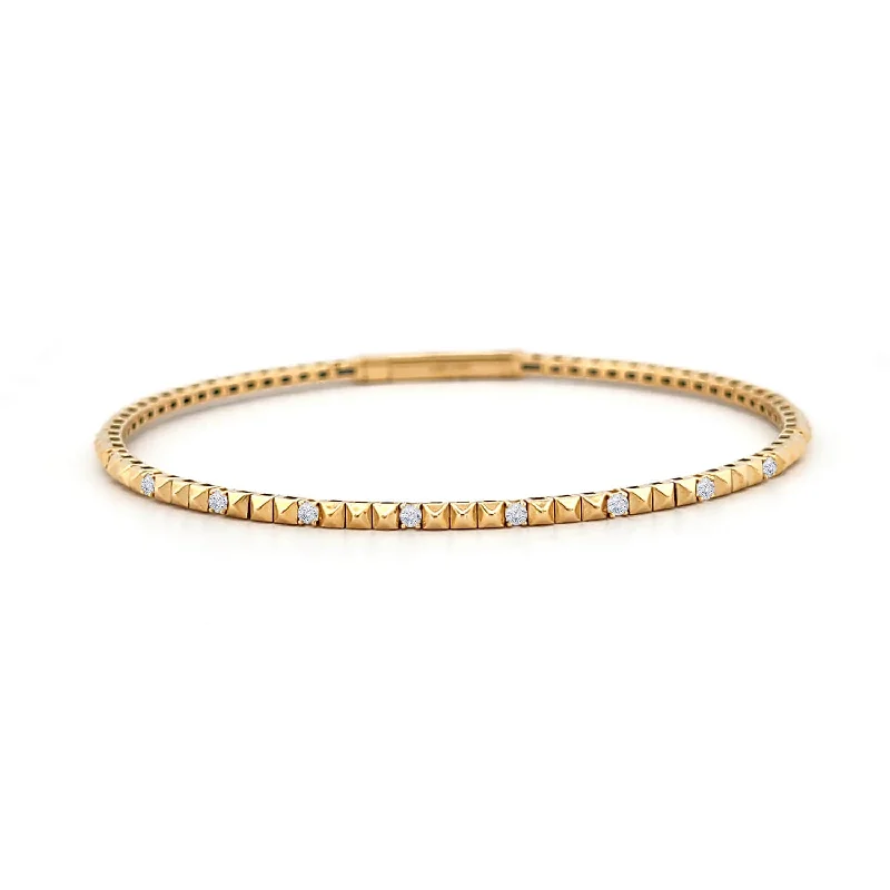 Handmade Pearl Jewelry For Timeless Elegance Pyramid Flex Diamond & Gold Eternity Bangle