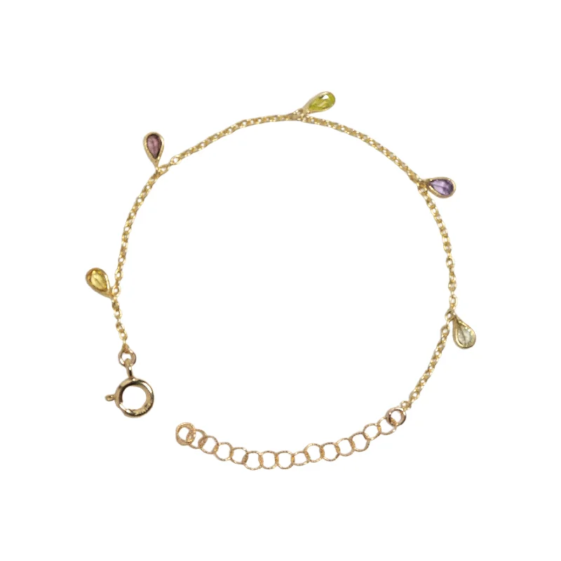Trendy Minimalist Jewelry For Everyday Wear Antigua Rainbow CZ Petal Bracelet