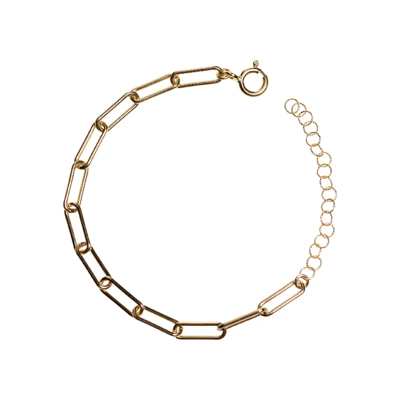 Elegant Rose Gold Jewelry For A Stylish Touch Rectangle Link Chain Bracelet in Gold