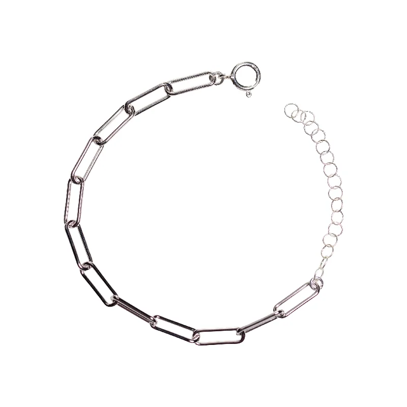 Bohemian-Inspired Jewelry For Free-Spirited Fashion Rectangle Link Chain Bracelet in Silver Bohemian-Inspired Jewelry For Free-Spirited Fashion Rectangle Link Chain Bracelet in Silver