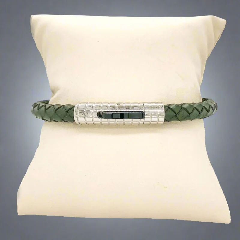 Affordable Glamour – Premium Jewelry For Less STST 6mm moss green Braided Leather Cord Bracelet Affordable Glamour – Premium Jewelry For Less STST 6mm moss green Braided Leather Cord Bracelet