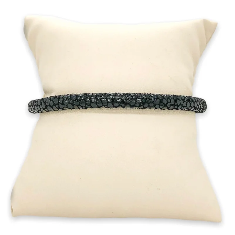 Stunning Jewelry Pieces At The Lowest Prices Ever STST Black IP Printed 5mm Black Leather Bracelet Stunning Jewelry Pieces At The Lowest Prices Ever STST Black IP Printed 5mm Black Leather Bracelet