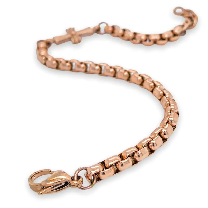 Discover Unique Jewelry With Special Limited-Time Offers STST RGP Sideways Cross Round Box Chain Bracelet Discover Unique Jewelry With Special Limited-Time Offers STST RGP Sideways Cross Round Box Chain Bracelet
