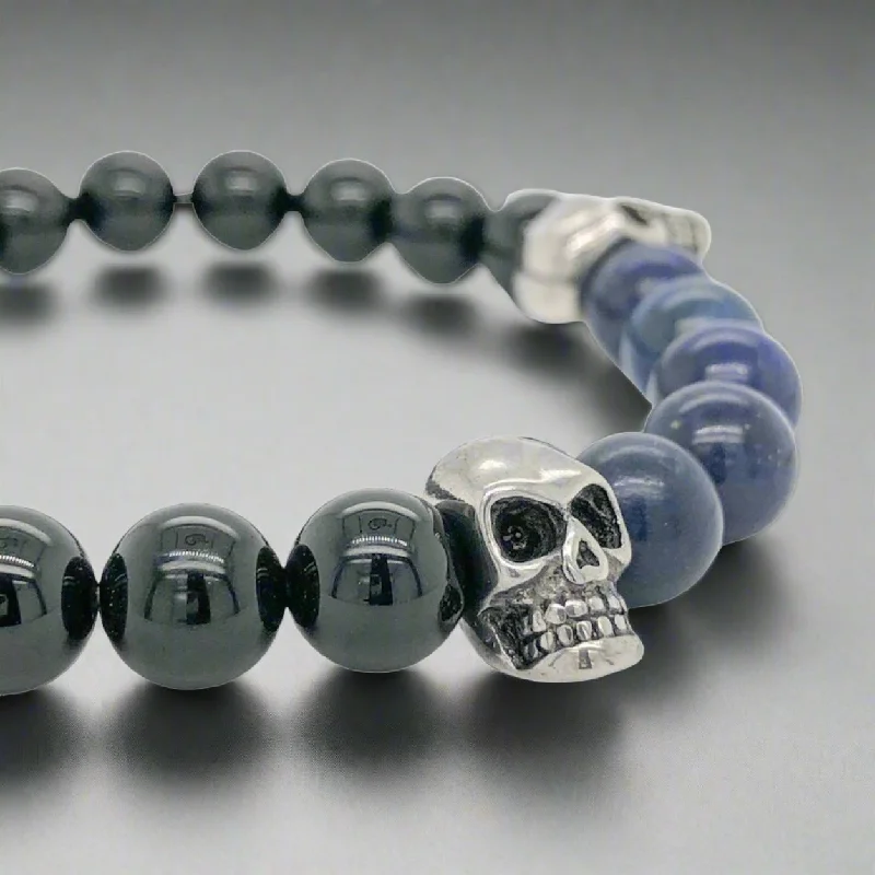 Don't Miss Out On Bestselling Jewelry At Special Prices STST Skull, Onyx & Lapis Stretch Beaded Bracelet Don't Miss Out On Bestselling Jewelry At Special Prices STST Skull, Onyx & Lapis Stretch Beaded Bracelet