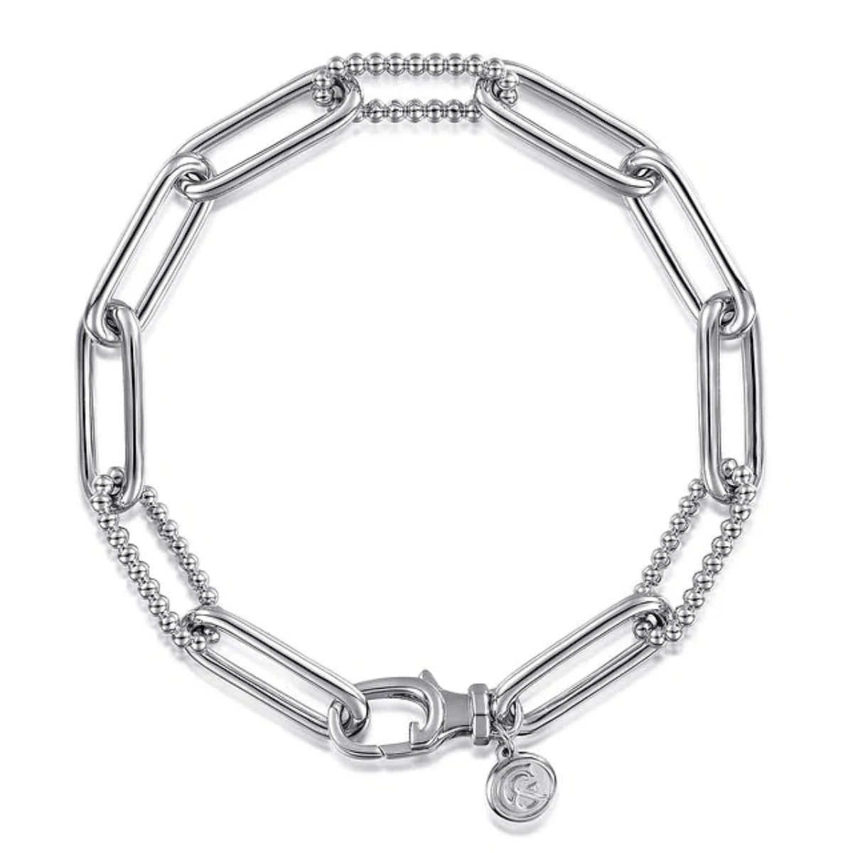 Chic And Stylish Jewelry At Exclusive Prices SS 7" Large Paperclip Link Bracelet with Beaded Links Chic And Stylish Jewelry At Exclusive Prices SS 7" Large Paperclip Link Bracelet with Beaded Links