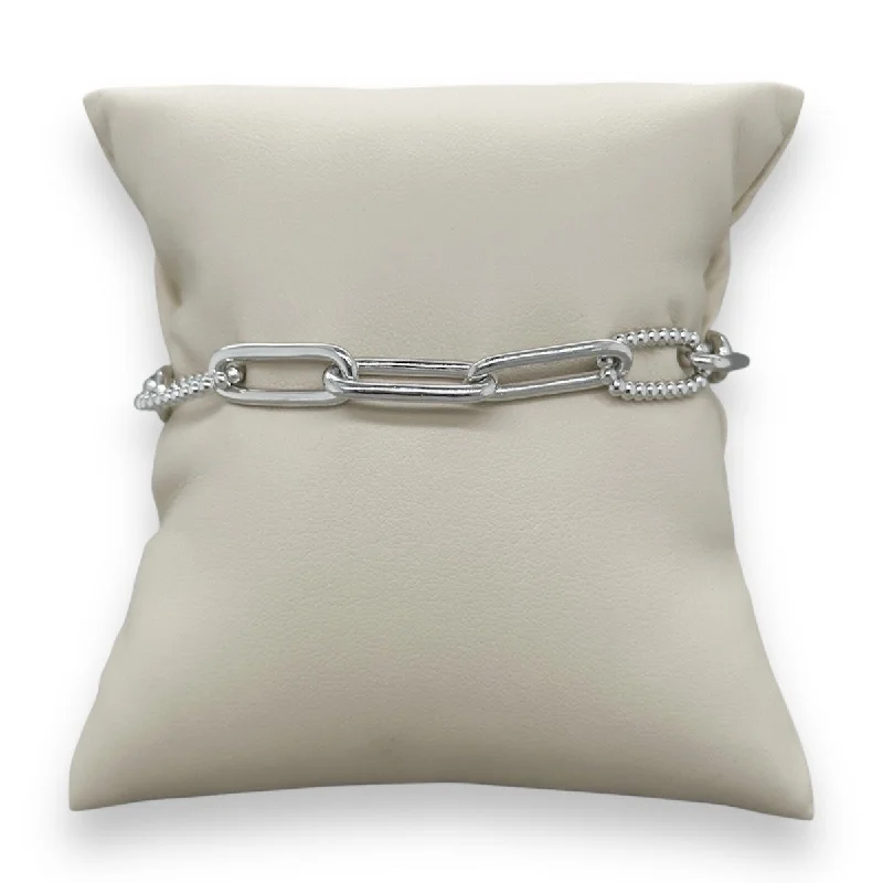 Timeless Jewelry At Special Discount Rates SS 7.5" Large Paperclip Link Bracelet with Beaded Links Timeless Jewelry At Special Discount Rates SS 7.5" Large Paperclip Link Bracelet with Beaded Links