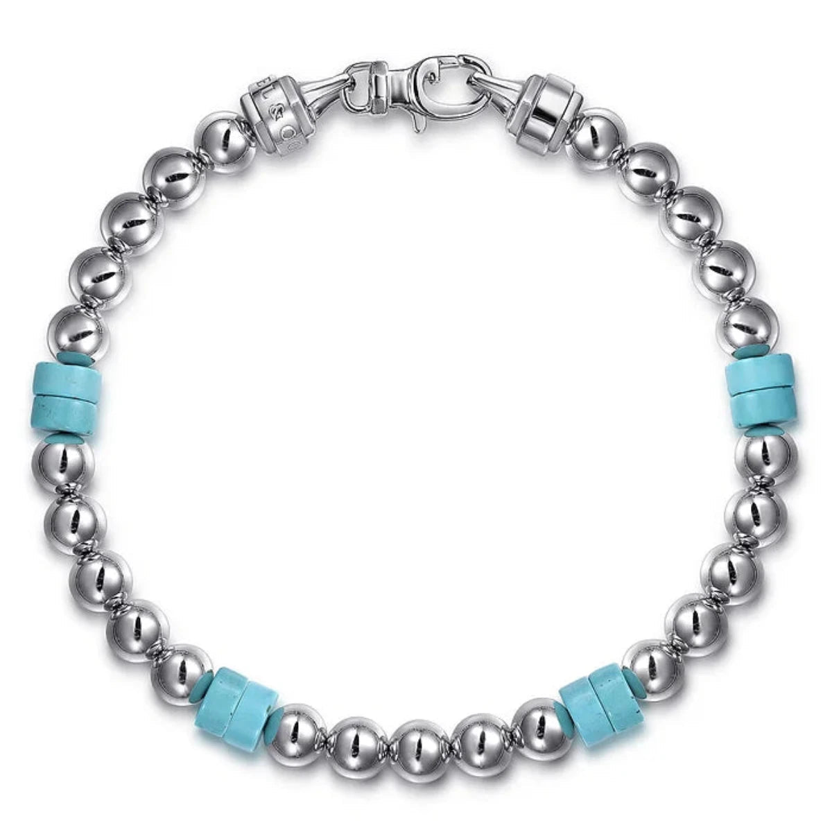Shop Stylish Jewelry Now And Save Big SS 8" 6mm bead and Turquoise Cylinder Beaded Bracelet Shop Stylish Jewelry Now And Save Big SS 8" 6mm bead and Turquoise Cylinder Beaded Bracelet