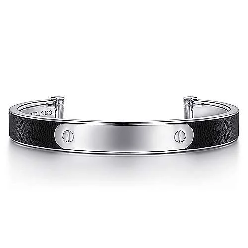 Shop Dazzling Jewelry At The Best Prices SS and Leather Open ID Bracelet