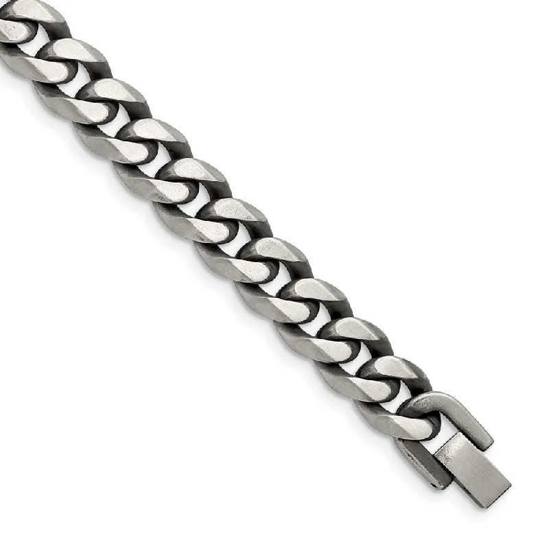 Huge Markdowns On Premium Jewelry Styles 10.5mm Stainless Steel Antiqued Beveled Curb Chain Bracelet, 8.5 Inch Huge Markdowns On Premium Jewelry Styles 10.5mm Stainless Steel Antiqued Beveled Curb Chain Bracelet, 8.5 Inch