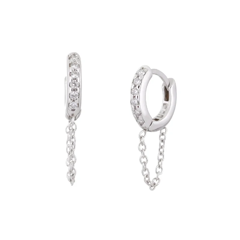 Sparkle For Less – Shop Our Limited-Time Jewelry Deals 10 Mm Diamond And 14K White Gold Huggie Hoops With Chain