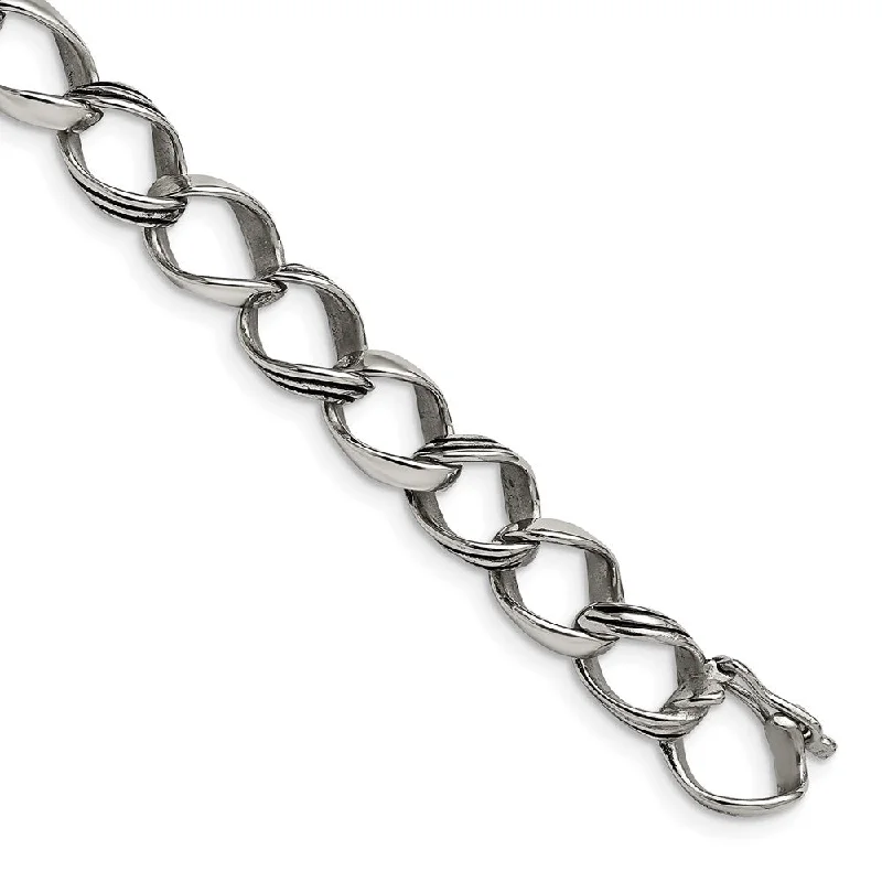 The Perfect Accessory For Less – Jewelry Sale Live 10mm Stainless Steel Antiqued Fancy Curb Chain Bracelet, 8.25 Inch The Perfect Accessory For Less – Jewelry Sale Live 10mm Stainless Steel Antiqued Fancy Curb Chain Bracelet, 8.25 Inch