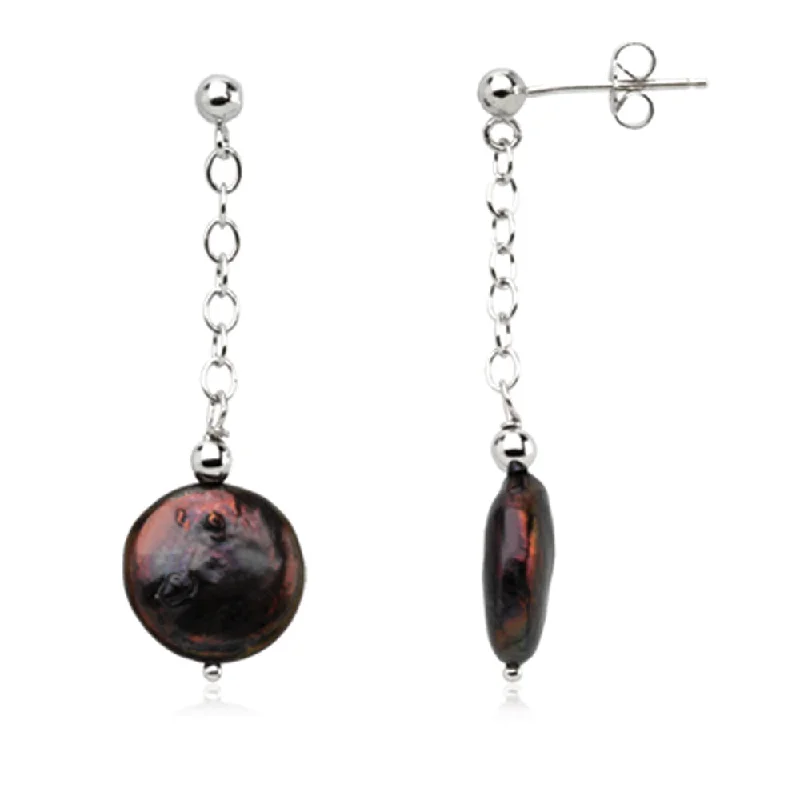 Jewelry Deals That Outshine The Rest 12-13mm Black Freshwater Cultured Coin Pearl Sterling Silver Earrings Jewelry Deals That Outshine The Rest 12-13mm Black Freshwater Cultured Coin Pearl Sterling Silver Earrings