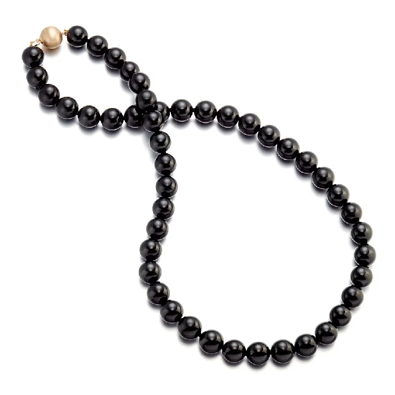 Affordable Luxury Jewelry For Every Occasion 12mm Black Jade Bead Necklace, 22"