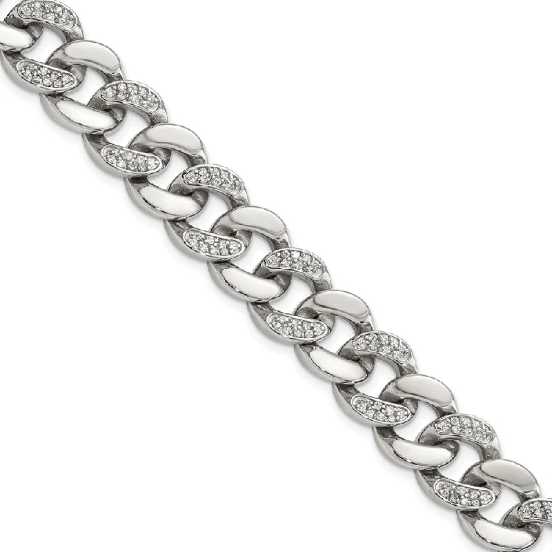 Timeless Beauty, Unbeatable Deals – Jewelry Sale On 13mm Stainless Steel & CZ Curb Chain Bracelet, 8 Inch Timeless Beauty, Unbeatable Deals – Jewelry Sale On 13mm Stainless Steel & CZ Curb Chain Bracelet, 8 Inch