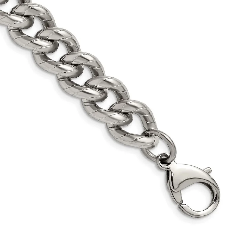 Your Dream Jewelry At Dream Prices 14.5mm Stainless Steel Polished & Textured Curb Chain Bracelet, 8 Inch Your Dream Jewelry At Dream Prices 14.5mm Stainless Steel Polished & Textured Curb Chain Bracelet, 8 Inch