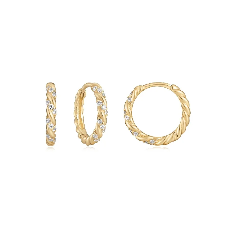 Best Jewelry Deals – Premium Quality At Exclusive Discounts 14K Gold & Diamond Twisted Huggie Hoops