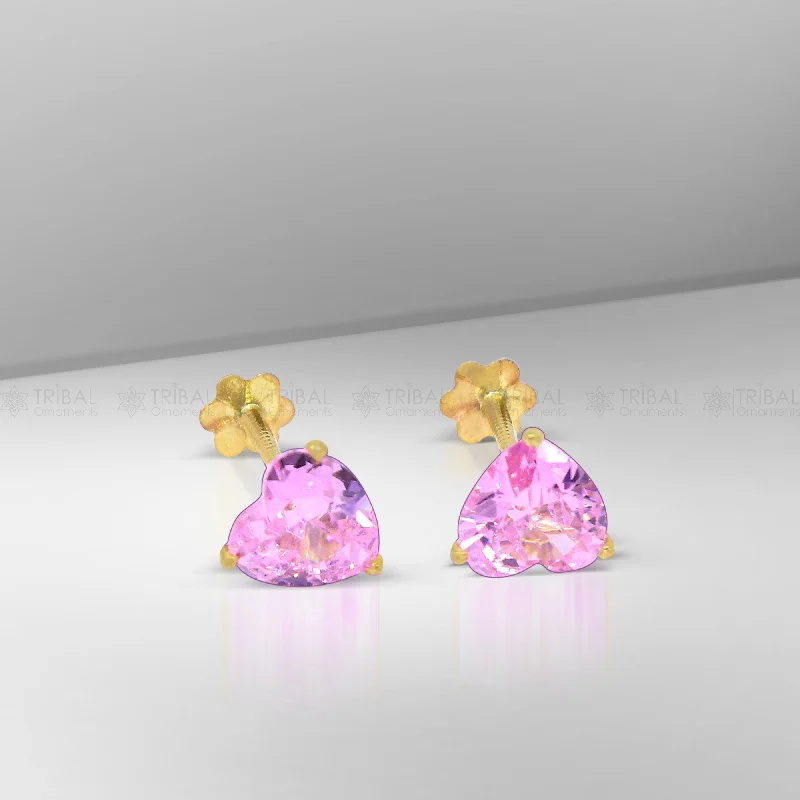 14Kt yellow gold baby pink diamond stud earring for unisex er192