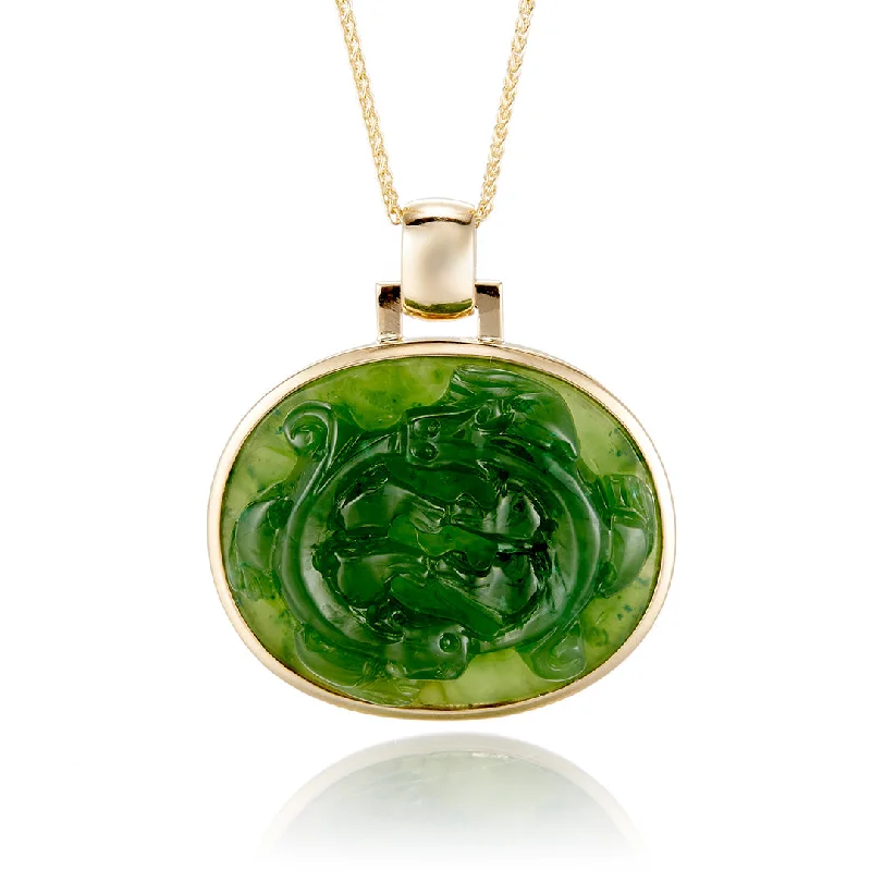 Stunning Jewelry At A Fraction Of The Price Green Nephrite Jade Water Dragon Pendant