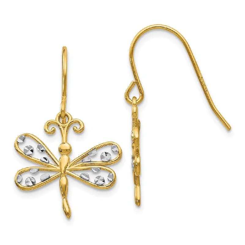 Jewelry Clearance – Final Chance To Save Big 15mm Two Tone Dragonfly Dangle Earrings in 14k Gold Jewelry Clearance – Final Chance To Save Big 15mm Two Tone Dragonfly Dangle Earrings in 14k Gold