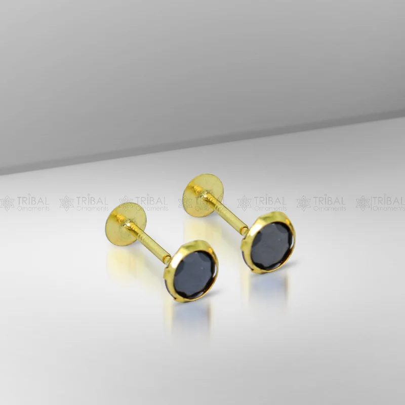 14Kt yellow gold black diamond stud earring for unisex er188