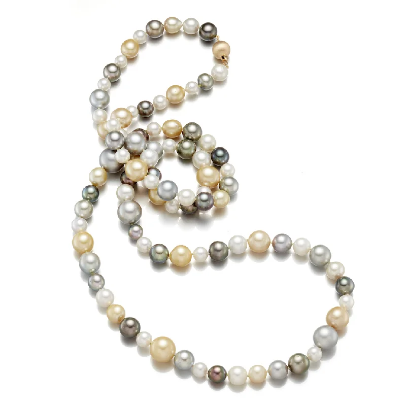 Bestselling Jewelry At Special Promotional Rates 7-12mm Multi-Color Tahitian & South Sea Pearl Long Necklace