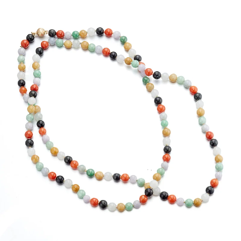 Premium Jewelry, Premium Discounts – Act Fast 6mm Multi-Color Jade Long Necklace