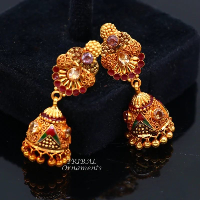 The Ultimate Jewelry Sale – Exclusive Styles At Great Prices 22k yellow gold fabulous handmade filigree work antique designer stud earrings brides wedding jewelry from Rajasthan India er161 The Ultimate Jewelry Sale – Exclusive Styles At Great Prices 22k yellow gold fabulous handmade filigree work antique designer stud earrings brides wedding jewelry from Rajasthan India er161