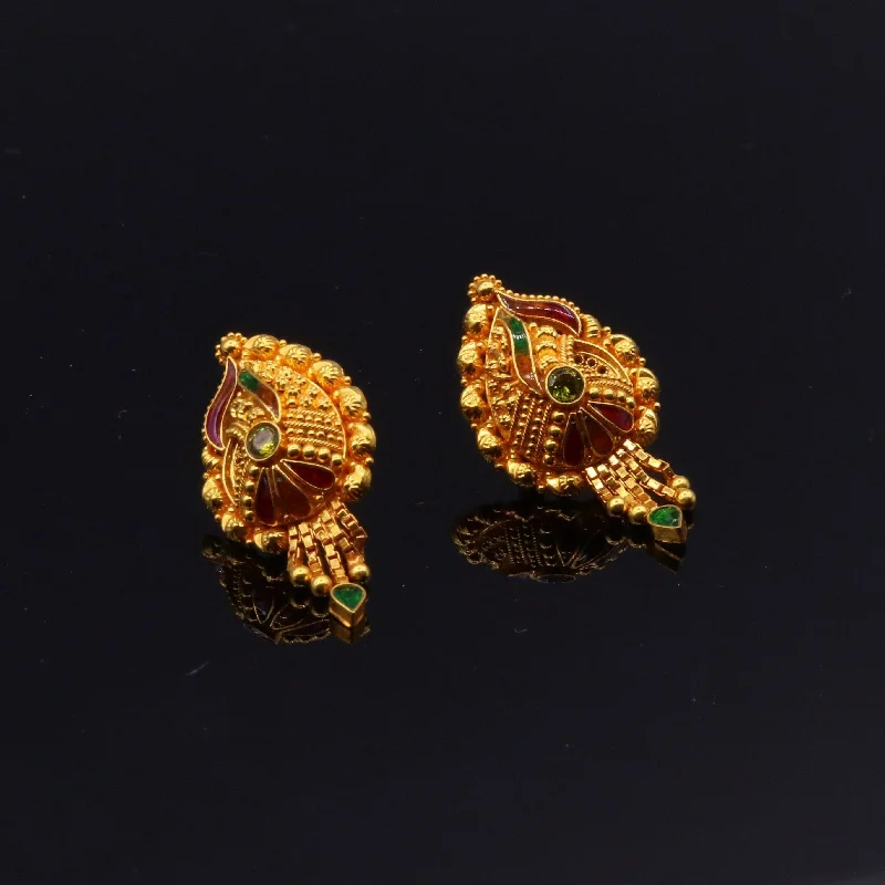 Personalized Engraved Jewelry For Meaningful Gifts 22k yellow gold fabulous handmade filigree work antique designer stud earrings women's wedding jewelry from rajasthan Indian Personalized Engraved Jewelry For Meaningful Gifts 22k yellow gold fabulous handmade filigree work antique designer stud earrings women's wedding jewelry from rajasthan Indian